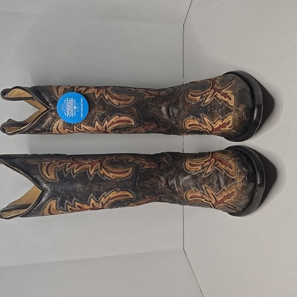 Corral Black/Red Inlay & Embroidery  Western Cowboy Boots C3883